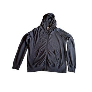 Pact Mens XL Organic Cotton Full Zip Up Hoodie Navy Blue Raglan Sweatshirt